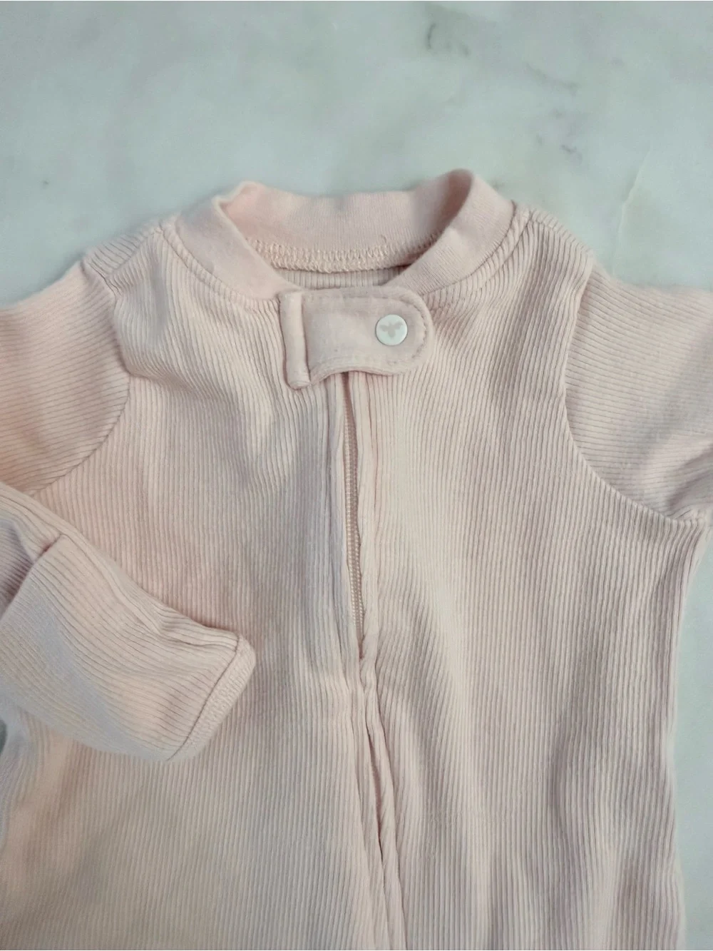 Burt's Bees Baby Light Pink Ribbed Footed One-Piece Pajamas